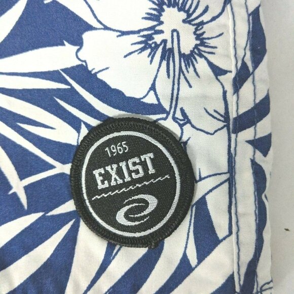 NWT Exist Mens Swim Trunks 4XL Floral Palms Blue White Beach Drawstring Stretch - Picture 7 of 9
